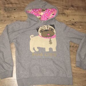 Pug Life Gray hooded hoodie sweatshirt dog lover S